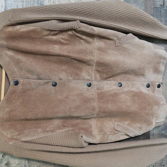 Vintage Setiage Made in Italy suede and Knit sweater Cardigan Jacket sz Med wom - Picture 5 of 17